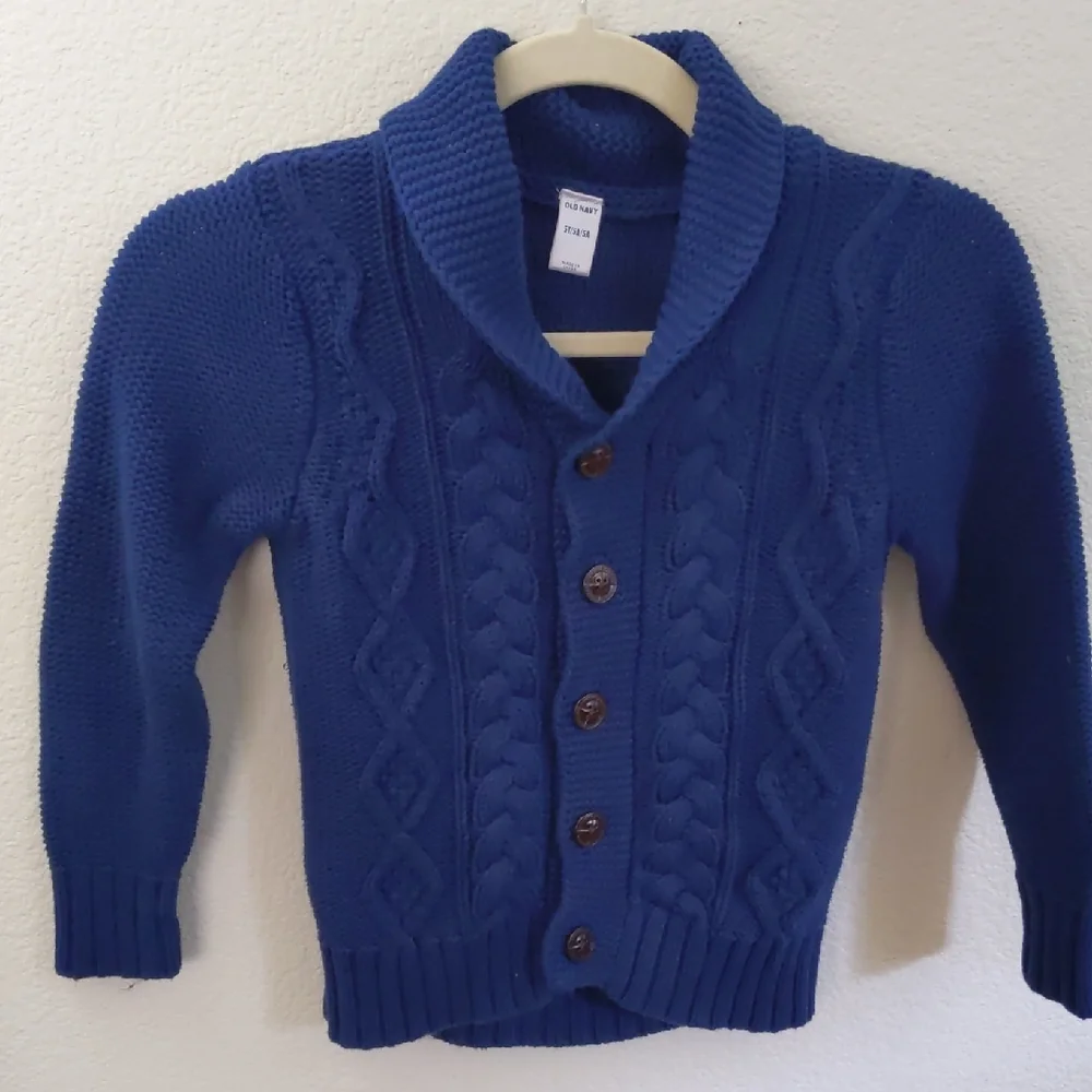 Old Navy Royal Blue Knit Kids cardigan 100% Cotton 5T\5A Classic spring